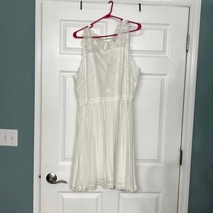 Ivory lace and linen dress